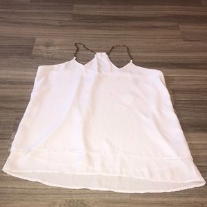Bebe Double Lined White Tank Top Gold Chain Strap